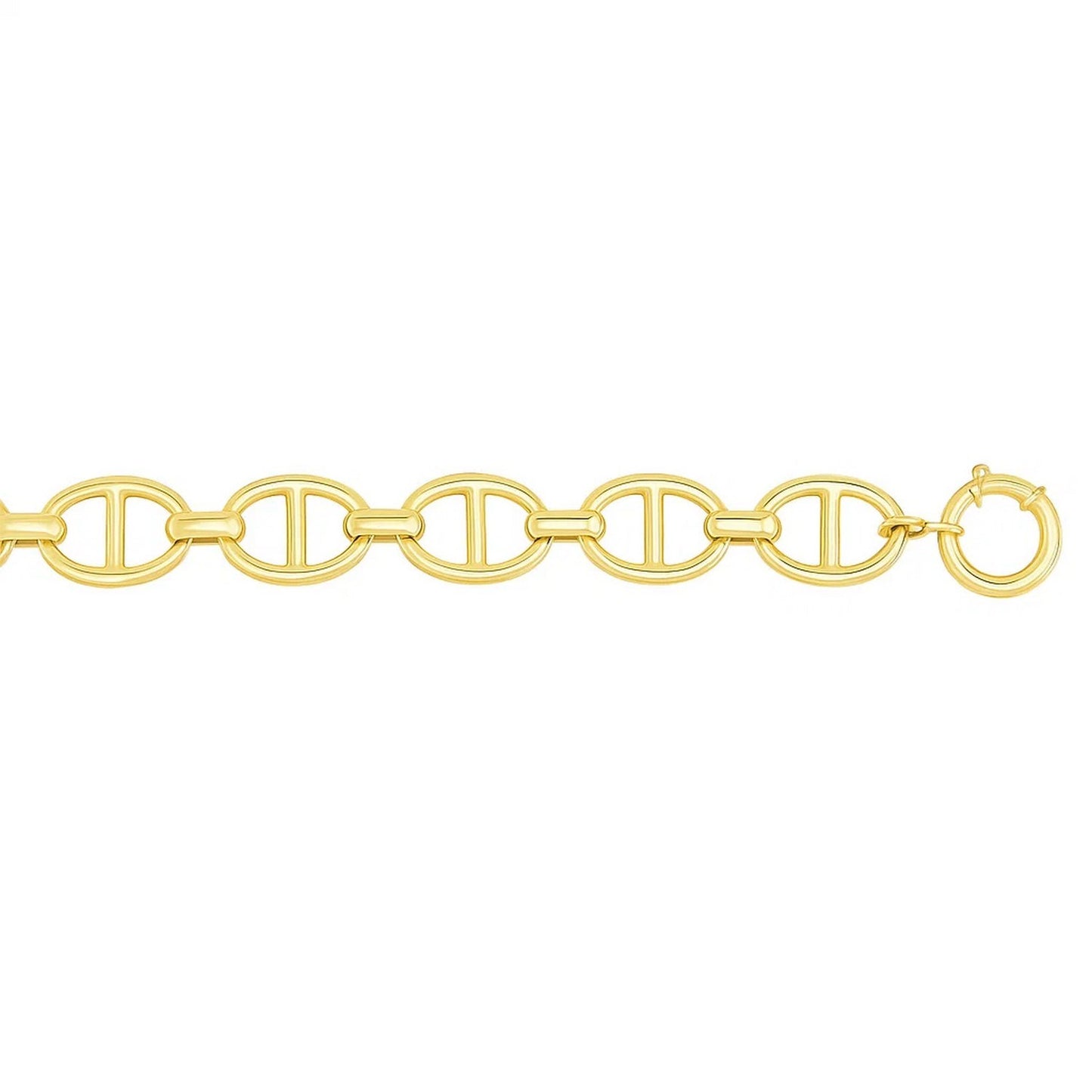 14k Yellow Gold High Polish Oval Mariner Link Necklace (13.8mm)