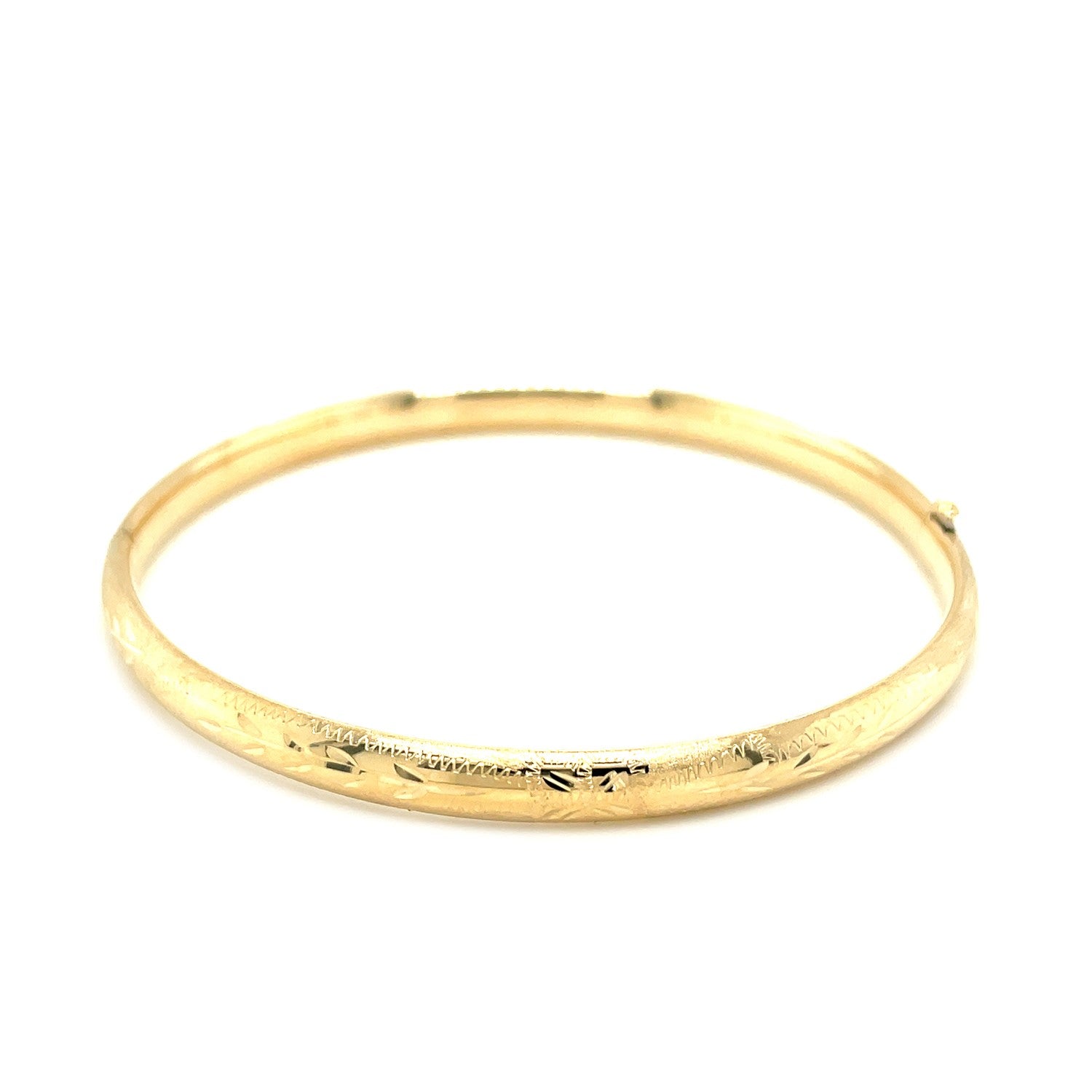 10k Yellow Gold Botanical Pattern Florentine Bangle (5.00 mm) - Peelerie
