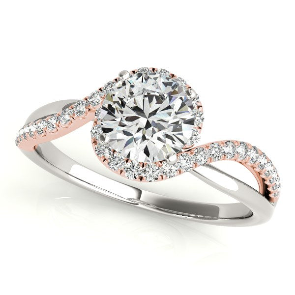14k White And Rose Gold Bypass Band Diamond Engagement Ring (1 1/8 cttw) in a sleek high-contrast midnight luxury editorial s