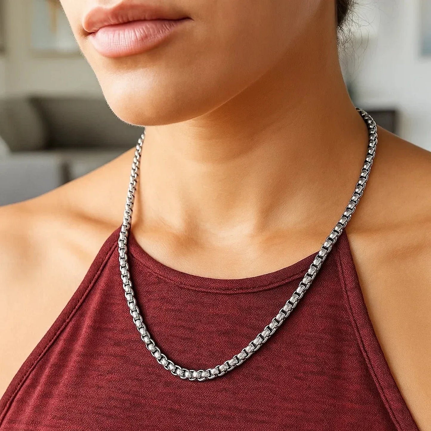 Sterling Silver Rhodium Plated Round Box Chain (5.20 mm) - Peelerie