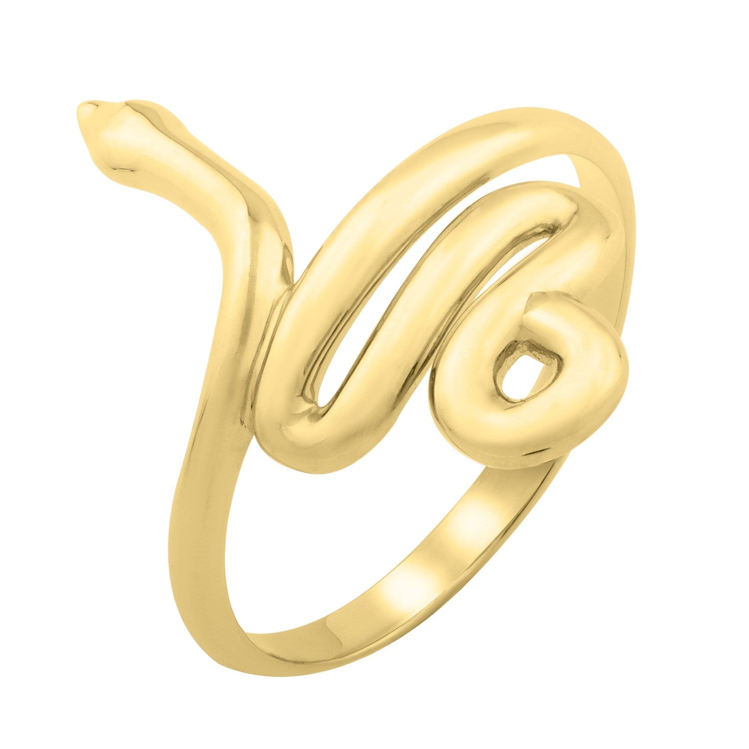Snake Ring in 14K Yellow Gold (2.00 mm) in a sleek high-contrast midnight luxury editorial style