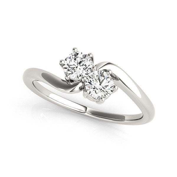 Solitaire Two Stone Diamond Ring in 14k White Gold (1/2 cttw) in a sleek high-contrast midnight luxury editorial style