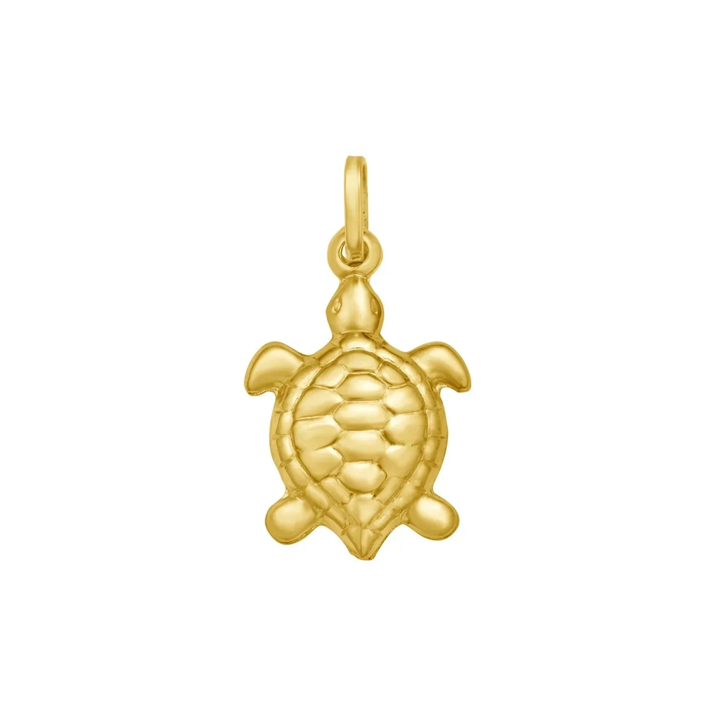14K Yellow Gold Polished Turtle Charm Pendant - Peelerie