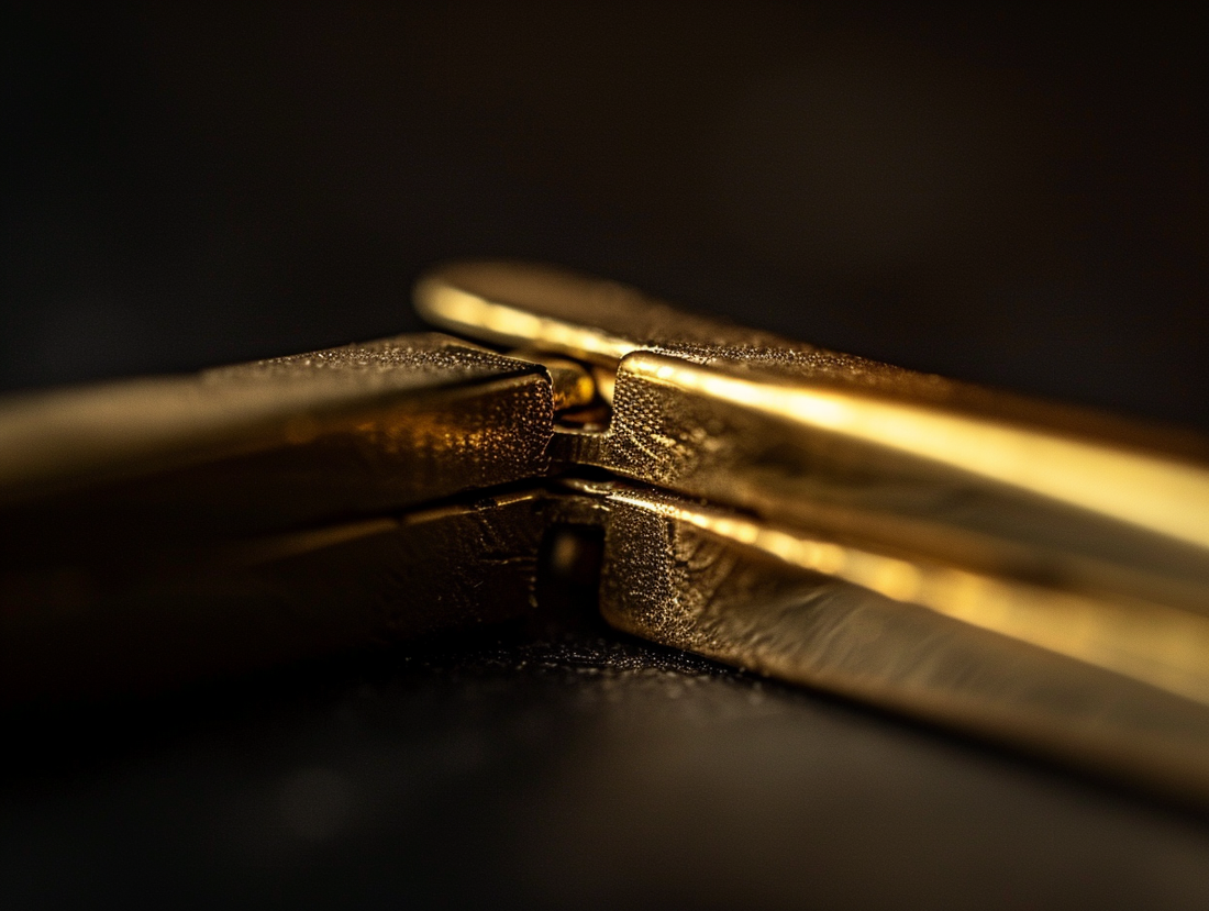 Box clasp and figure-eight safety catch on a solid 14K gold link bracelet