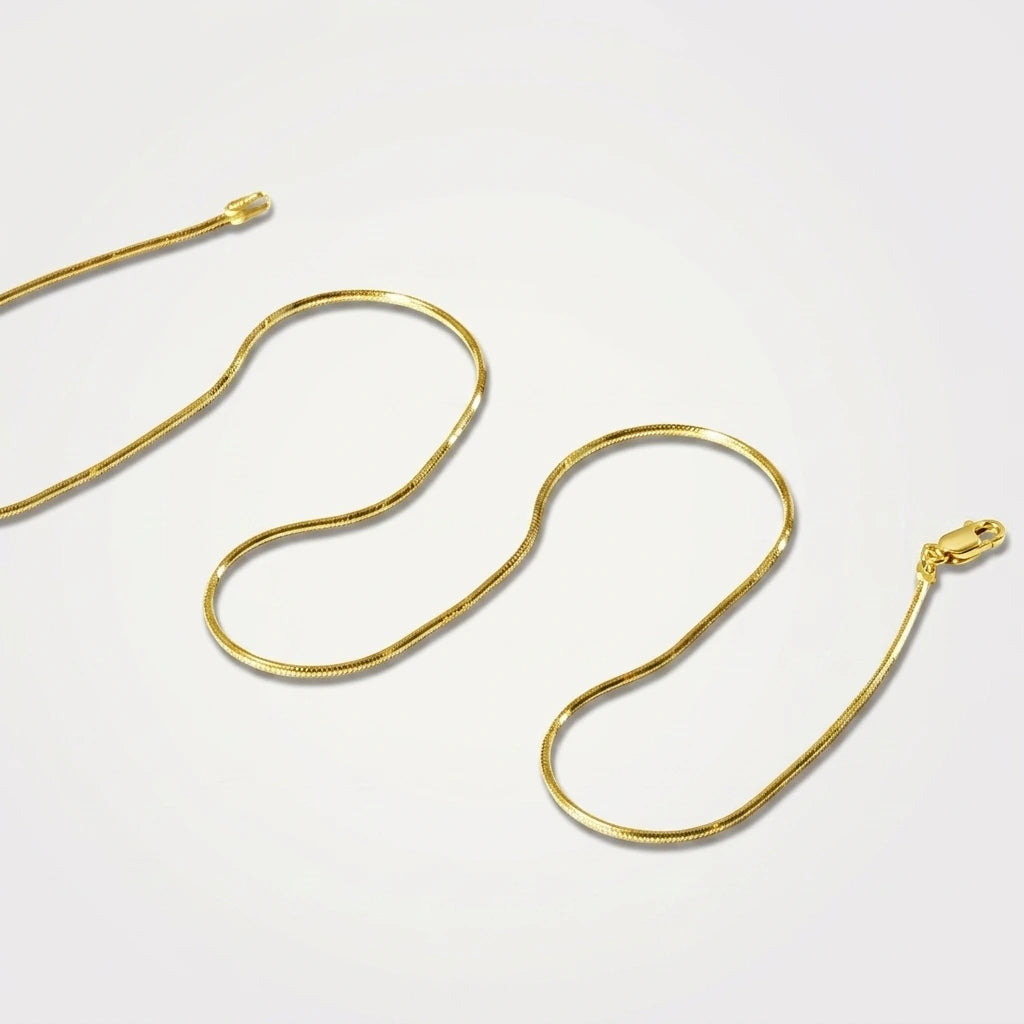1.0mm 14K Yellow Gold Octagonal Shiny Snake Chain | 1.0mm 14K Yellow Gold Octagonal Shiny Snake Chain | Peelerie