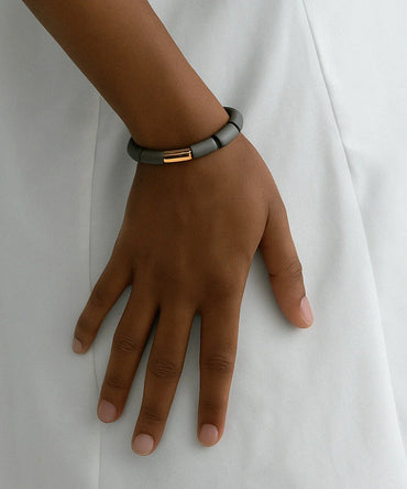 Black Stone Bracelet With Gold Accents