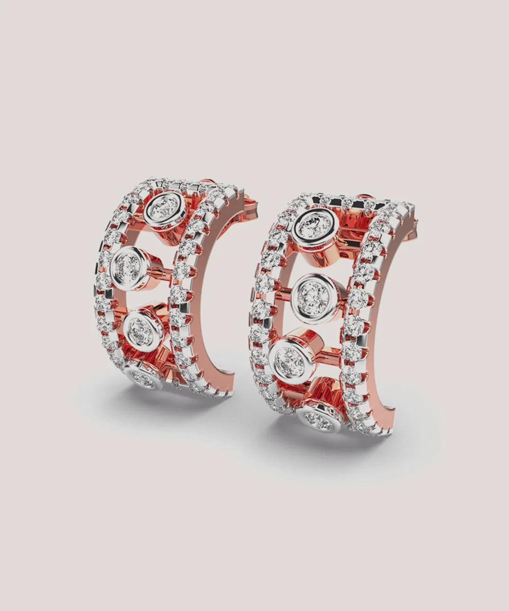 Stylish Stud Earrings in a sleek high-contrast midnight luxury editorial style