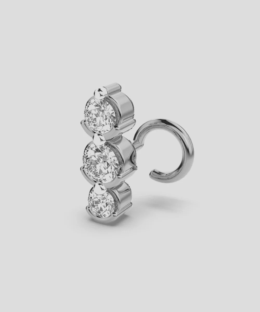 Studs Nose Pin in a sleek high-contrast midnight luxury editorial style