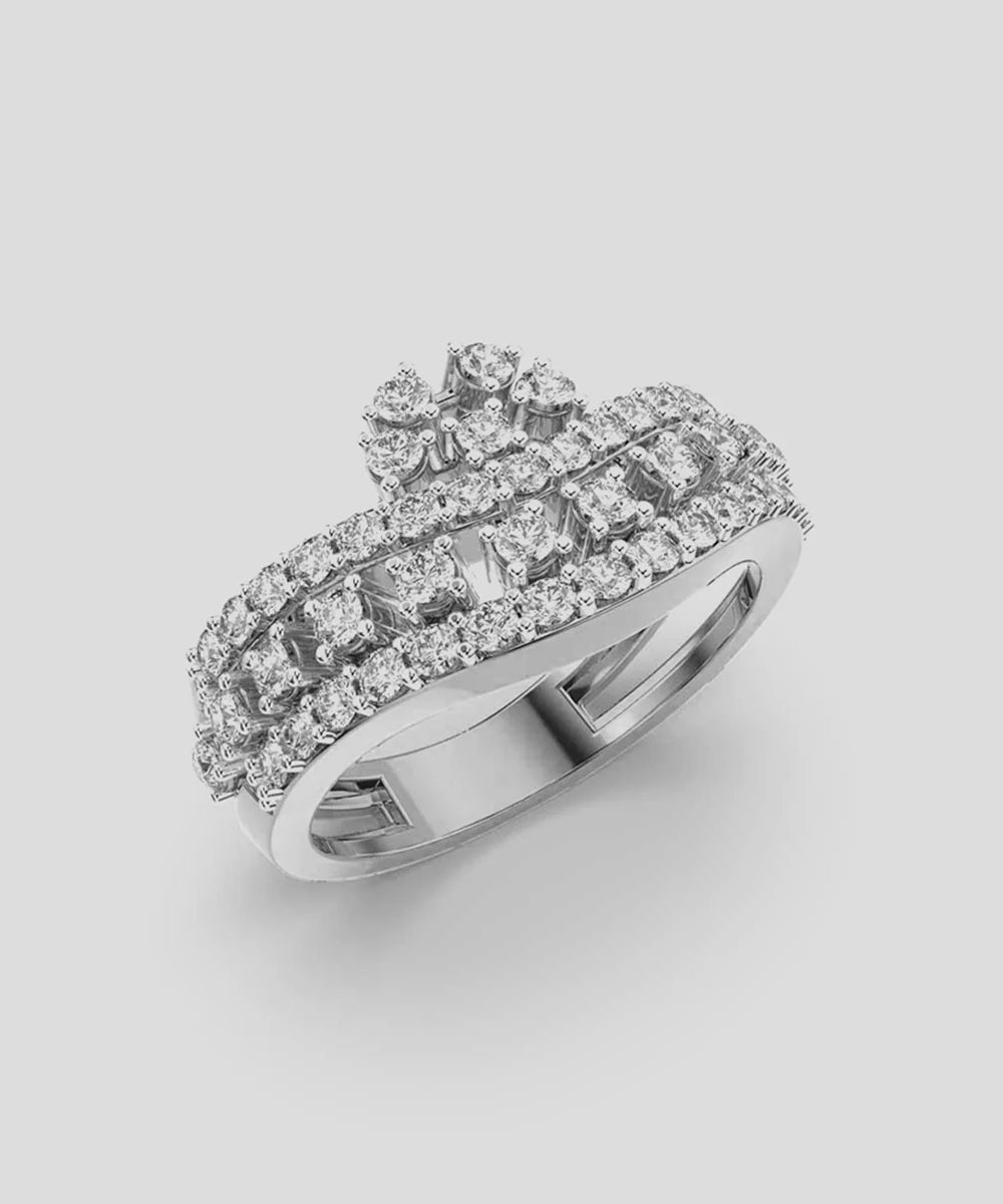 Crown Shape Ring in a sleek high-contrast midnight luxury editorial style