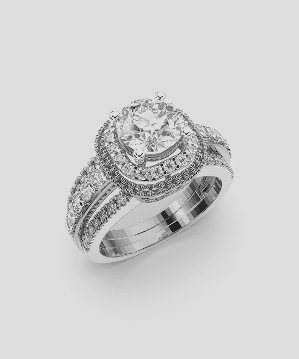 Classic Shimmering Ring in a sleek high-contrast midnight luxury editorial style