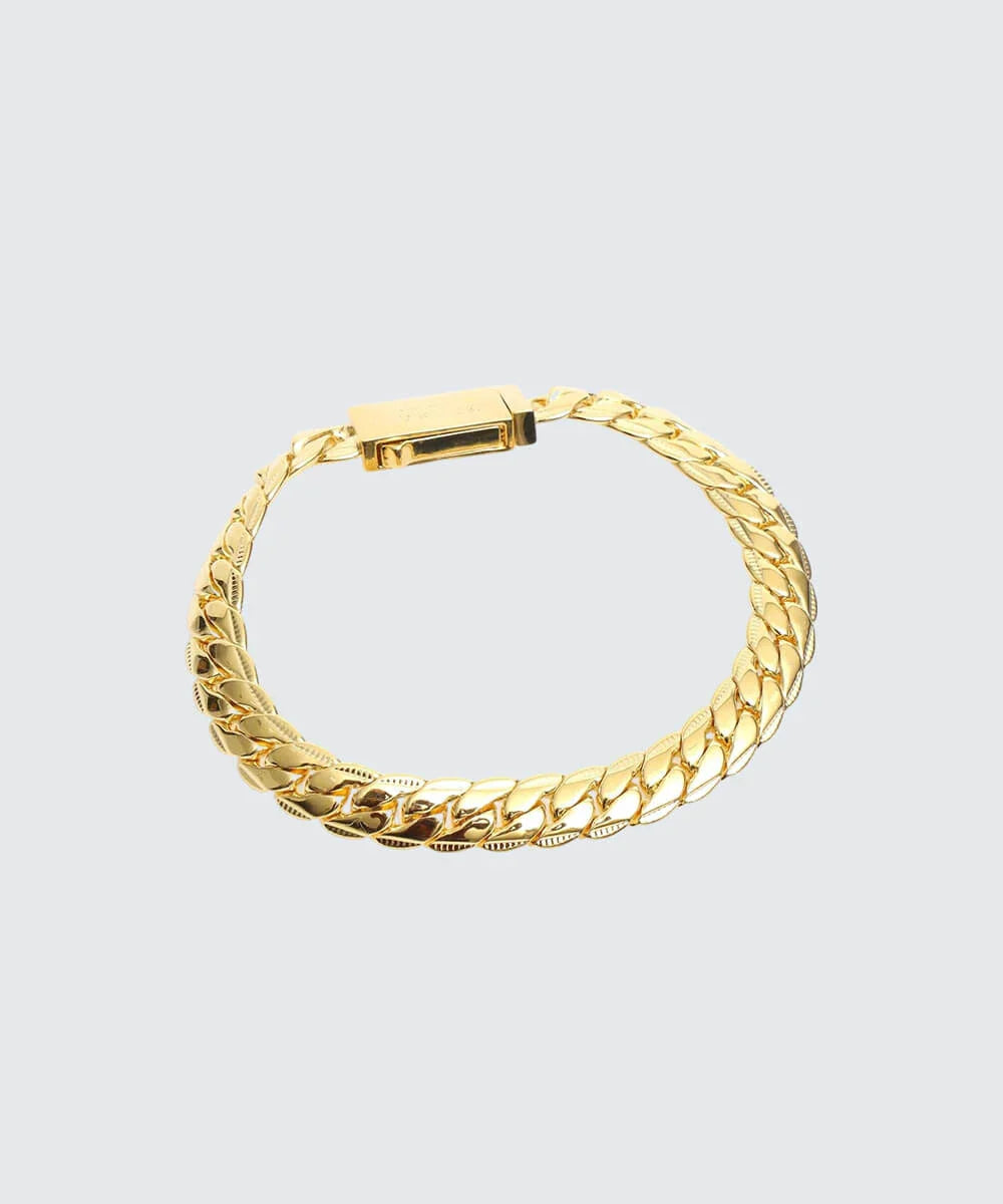 Men's Solid Chain Bracelet in a sleek high-contrast midnight luxury editorial style