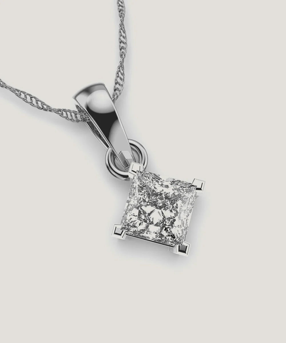 Silver Double Prongs Pendant Necklace in a sleek high-contrast midnight luxury editorial style