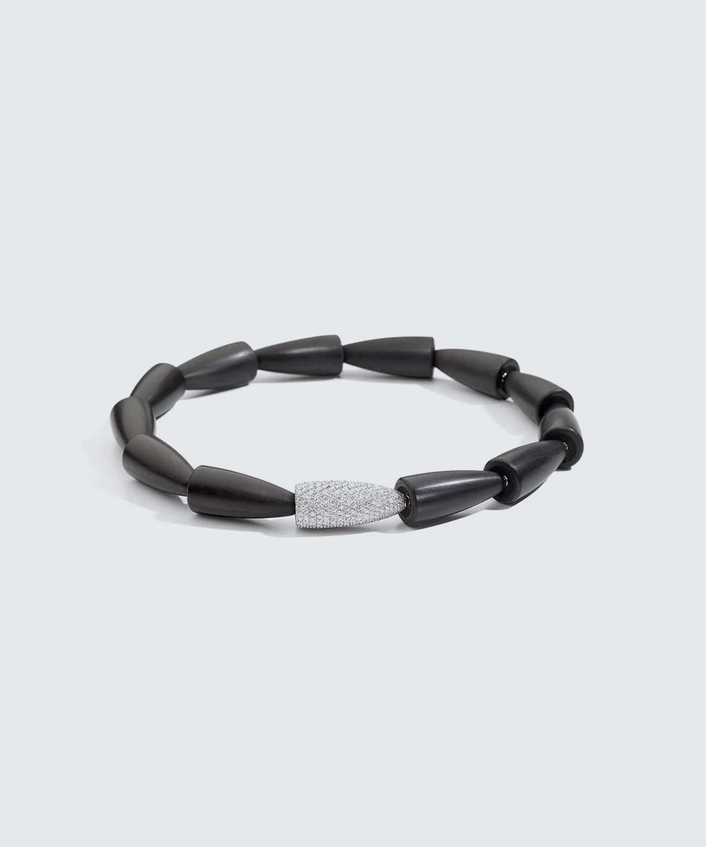 Silver Necklace With Black Onyx Stone in a sleek high-contrast midnight luxury editorial style