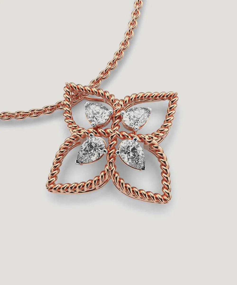 Flower Diamond Necklace in a sleek high-contrast midnight luxury editorial style