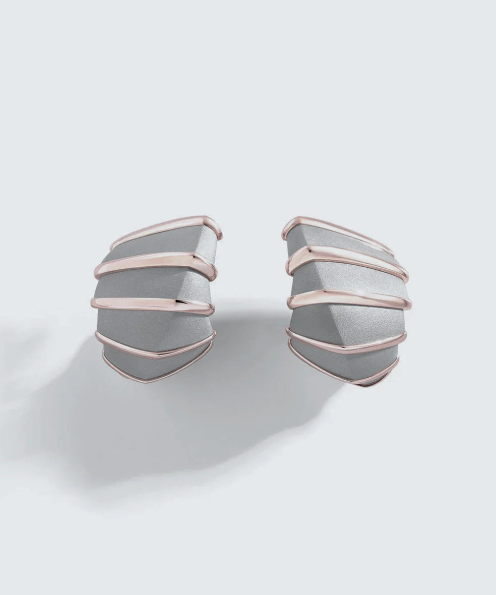 Gray Glow Minimalist Earrings For Effortless Elegance in a sleek high-contrast midnight luxury editorial style