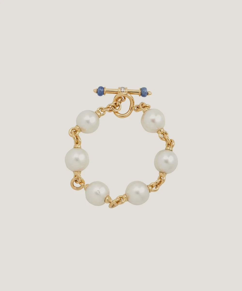 South Sea Pearl Toggle Bracelet in a sleek high-contrast midnight luxury editorial style