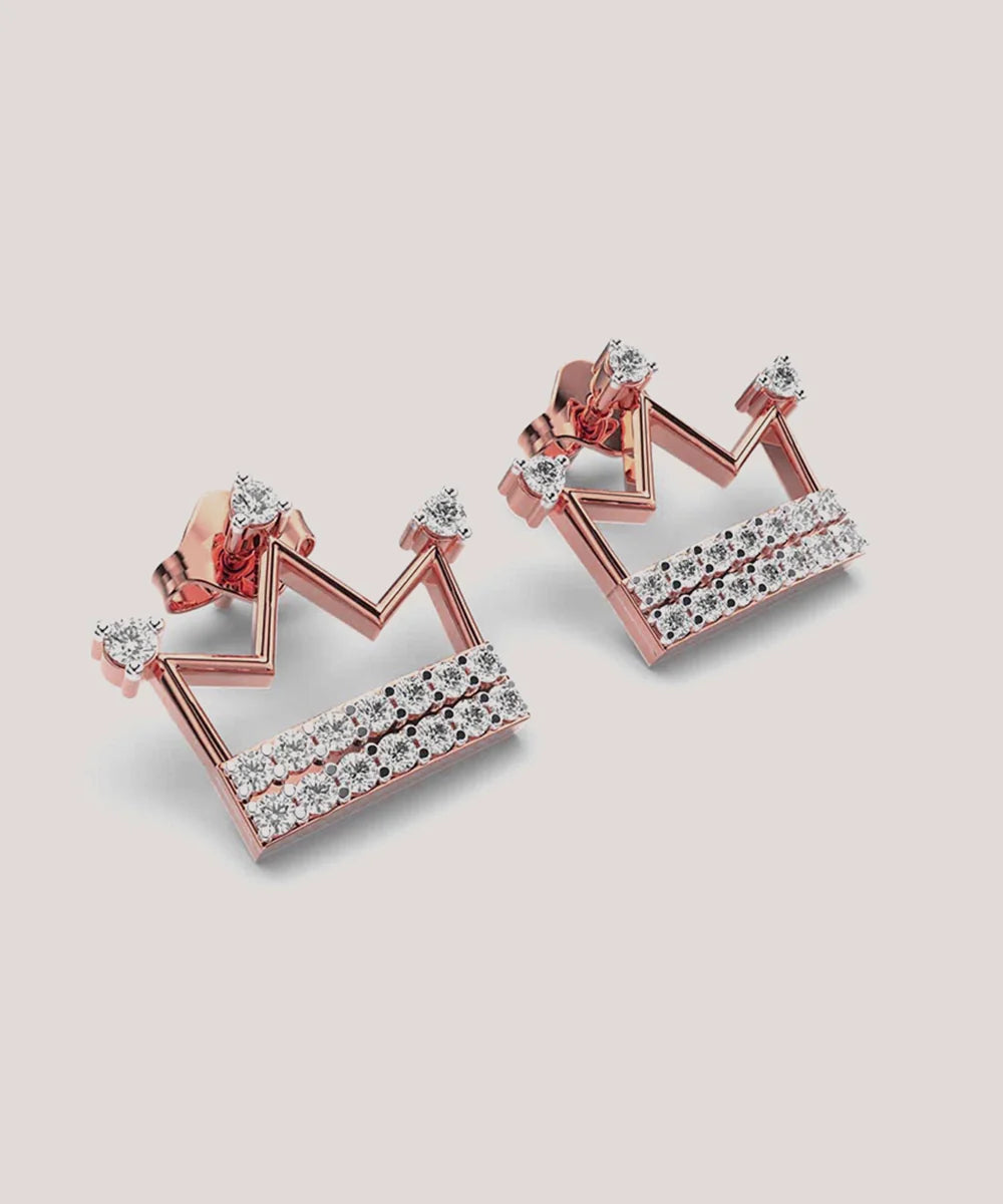 Crown Shape Earrings in a sleek high-contrast midnight luxury editorial style