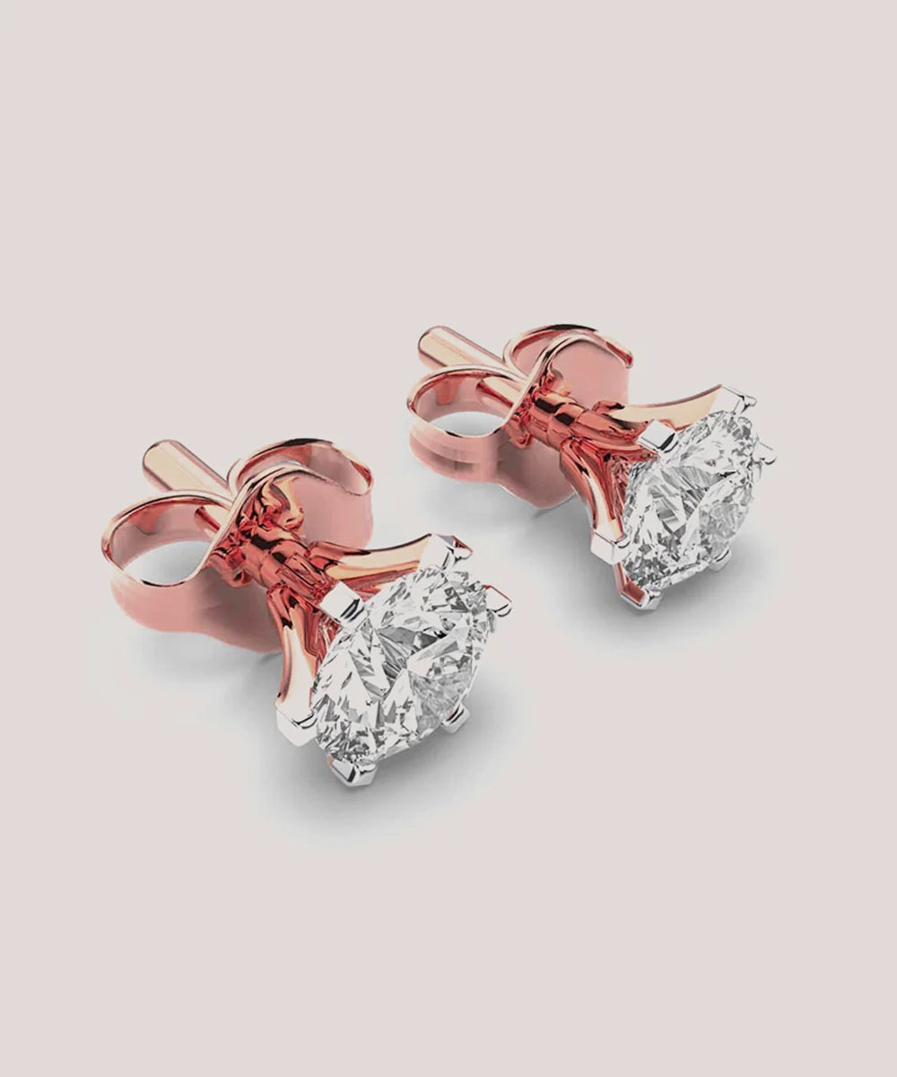 Single Stone Stud Earrings in a sleek high-contrast midnight luxury editorial style