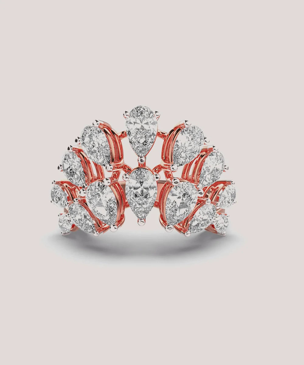 Double Crown Ring in a sleek high-contrast midnight luxury editorial style