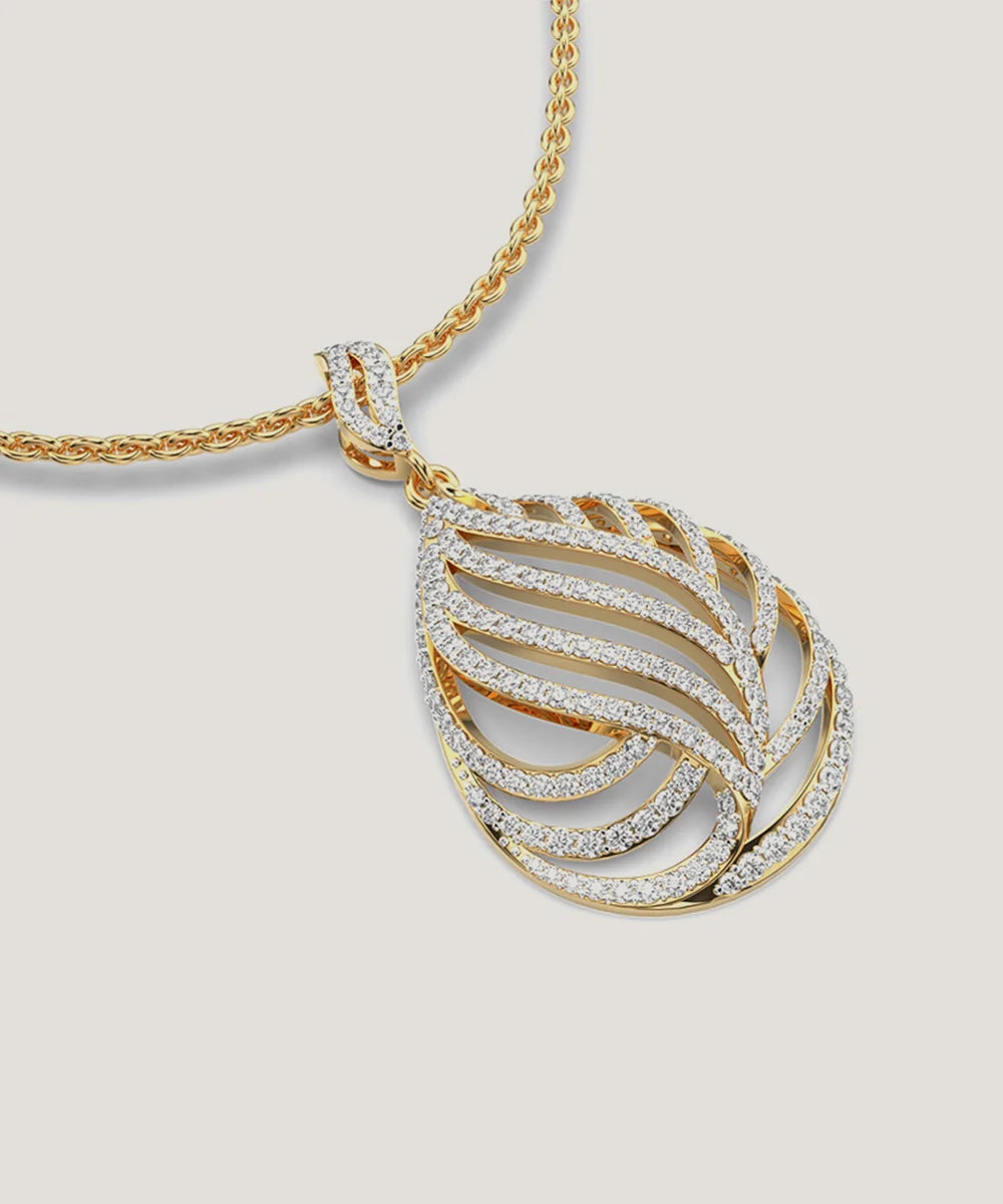 Gold Andrea Overlap Pendant For Women in a sleek high-contrast midnight luxury editorial style