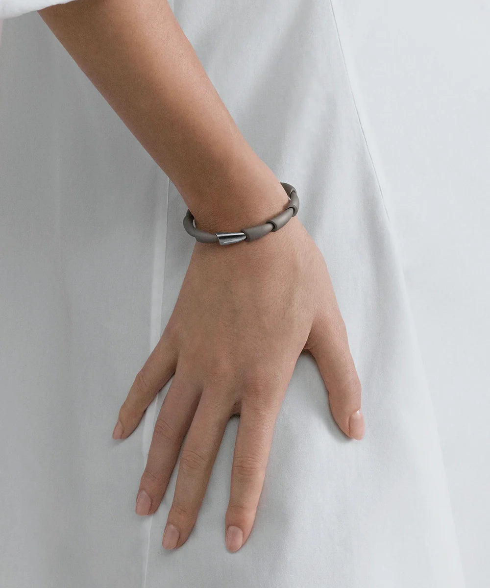 Black Stone Bracelet With Gold Accents