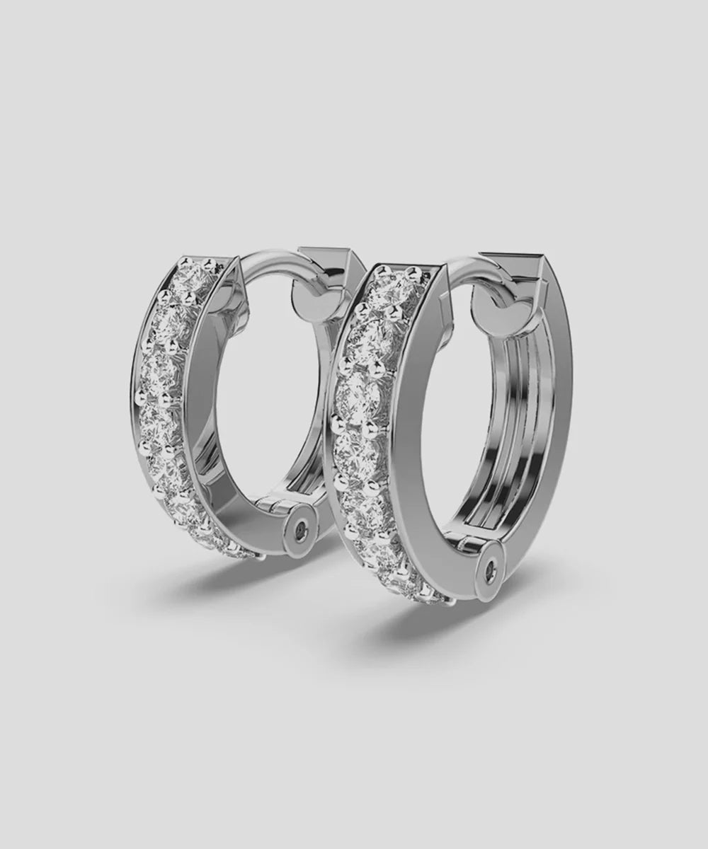 Unisex Casual Hoop Earrings in a sleek high-contrast midnight luxury editorial style