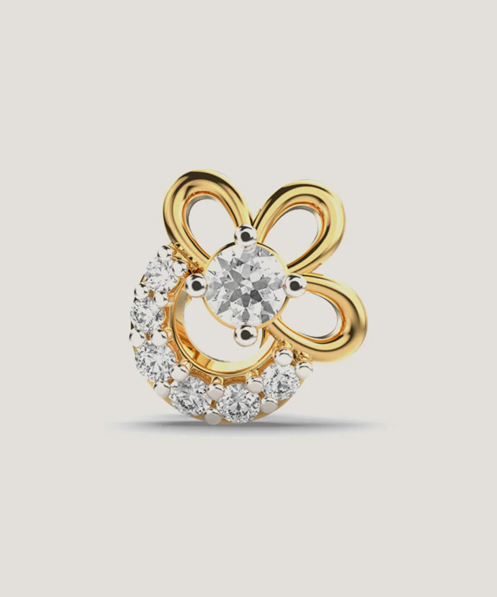 Stone Natural Diamond Pierced Nose Pin in a sleek high-contrast midnight luxury editorial style