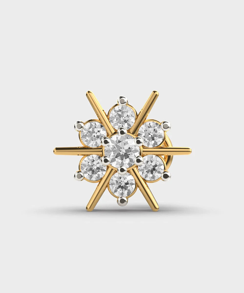 Diamonds And Gold Nosepin in a sleek high-contrast midnight luxury editorial style