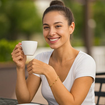 14k Yellow Gold Bracelet with Textured and Polished Pebble Stations (6.35 mm)