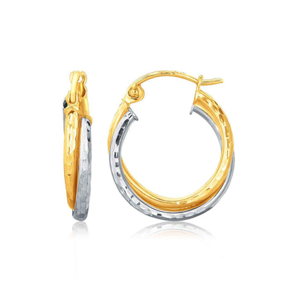 14k two-tone gold hoop earrings