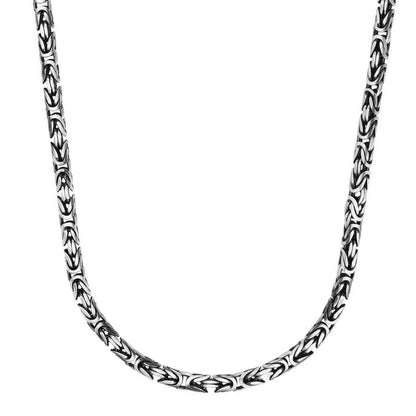 Sterling Silver Gunmetal Finish Byzantine Chain Necklace