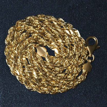 14k Yellow Gold Solid Diamond Cut Rope Chain (5.00 mm)