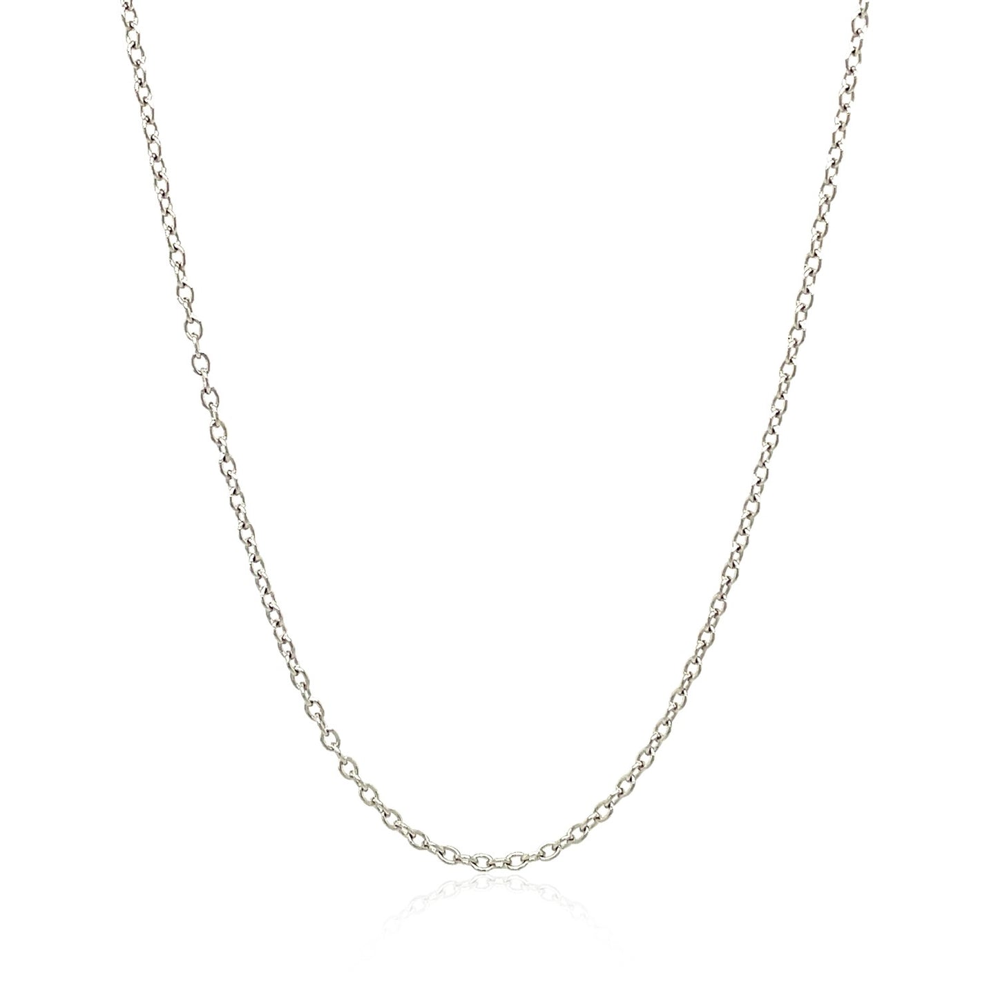 18k White Gold Round Cable Chain (1.50 mm) in a sleek high-contrast midnight luxury editorial style
