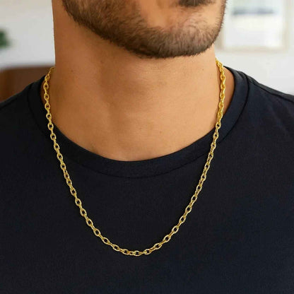 14k Yellow Gold Pendant Chain with Textured Links (3.3 mm)