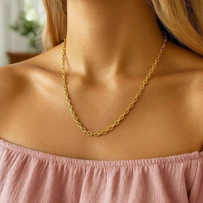 14k Yellow Gold Pendant Chain with Textured Links (3.3 mm)