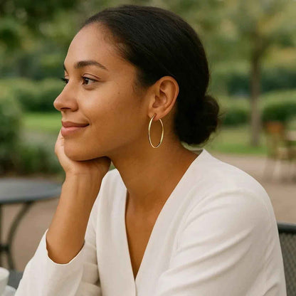14k Yellow Gold Polished Hoop Earrings (1.5x40mm)