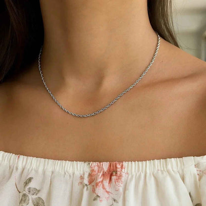 14k White Gold Solid Diamond Cut Rope Chain (1.80 mm)