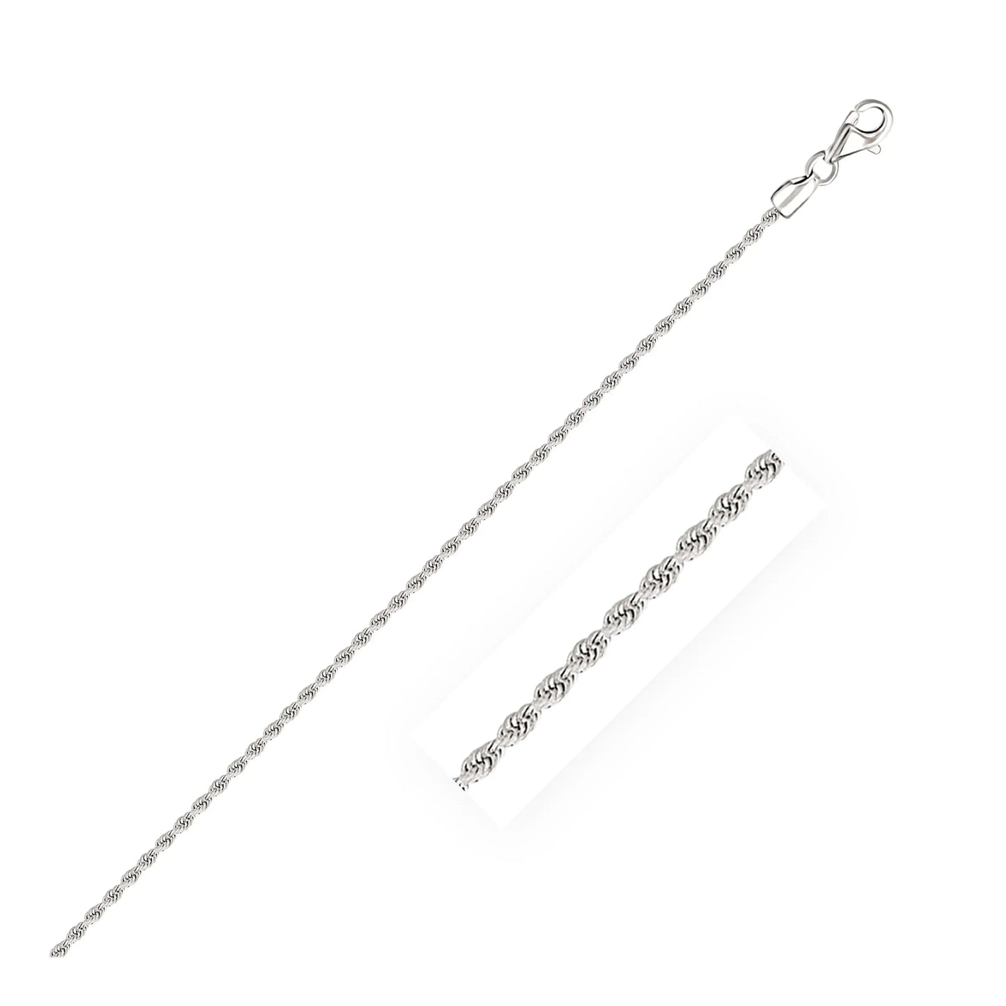14k White Gold Solid Diamond Cut Rope Chain (1.80 mm) - Peelerie