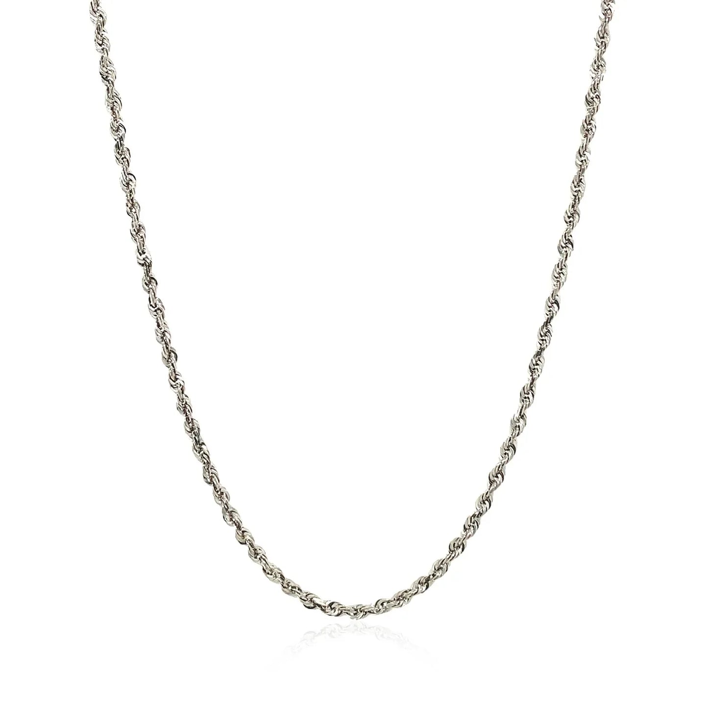 14k White Gold Solid Diamond Cut Rope Chain (1.80 mm) - Peelerie