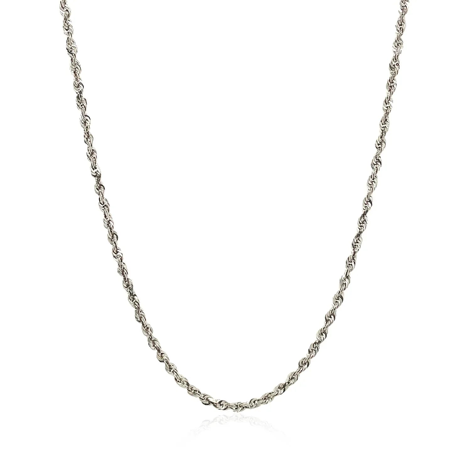 14k White Gold Solid Diamond Cut Rope Chain (1.80 mm) - Peelerie