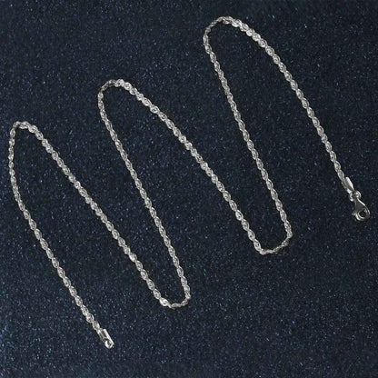 14k White Gold Solid Diamond Cut Rope Chain (1.80 mm)