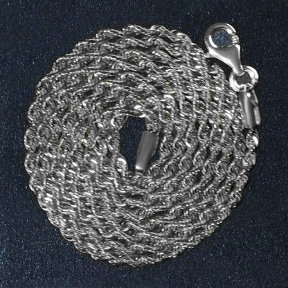 14k White Gold Solid Diamond Cut Rope Chain (1.80 mm)