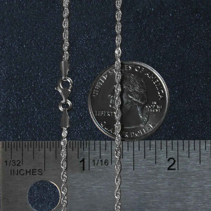 14k White Gold Solid Diamond Cut Rope Chain (1.80 mm)