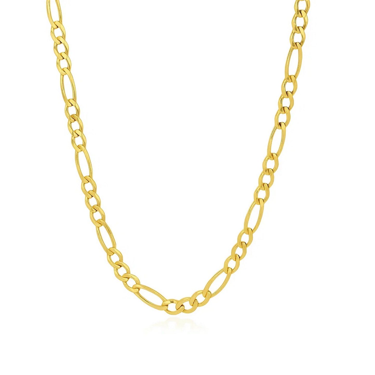 14k Yellow Gold Solid Figaro Chain (3.80 mm) in a sleek high-contrast midnight luxury editorial style