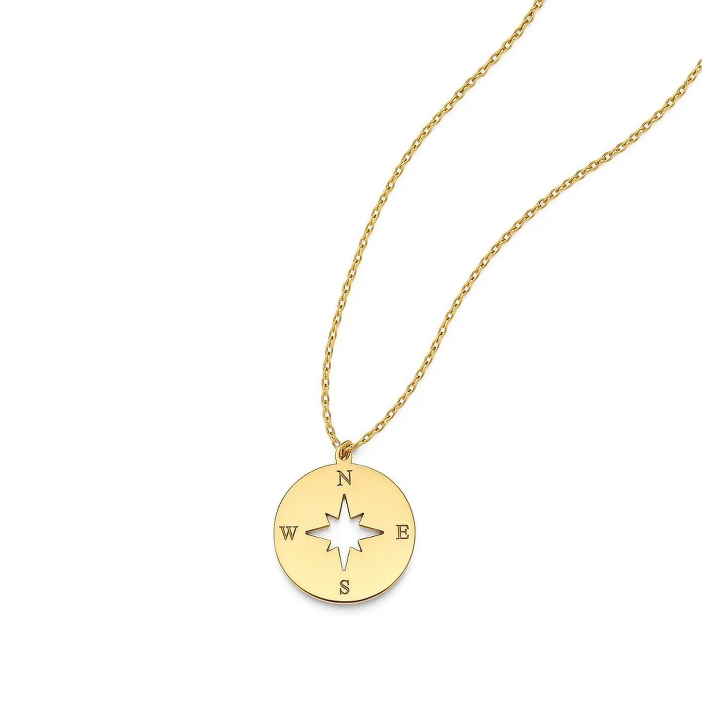 14K Yellow Gold Necklace with Compass