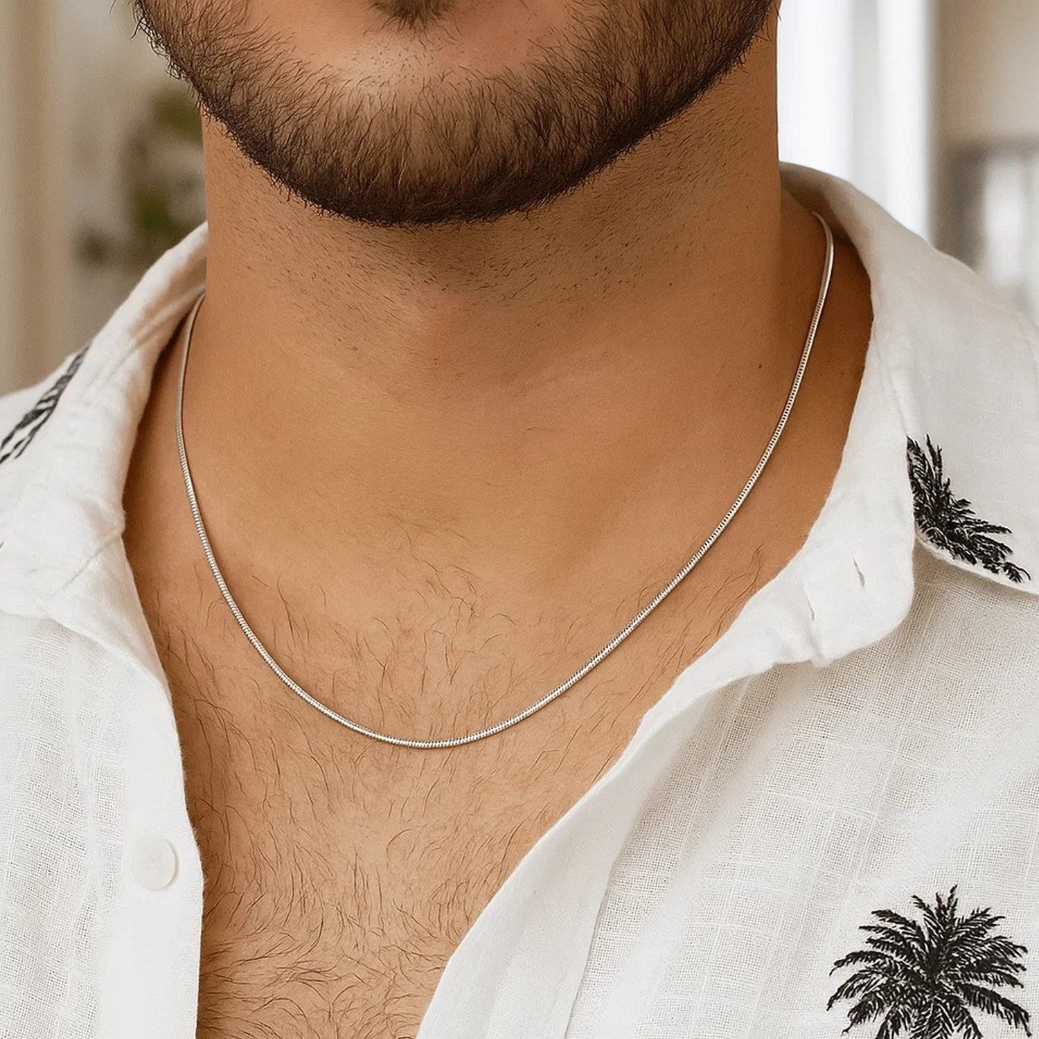 Sterling Silver Rhodium Plated Octagonal Snake Chain (0.90 mm) - Peelerie