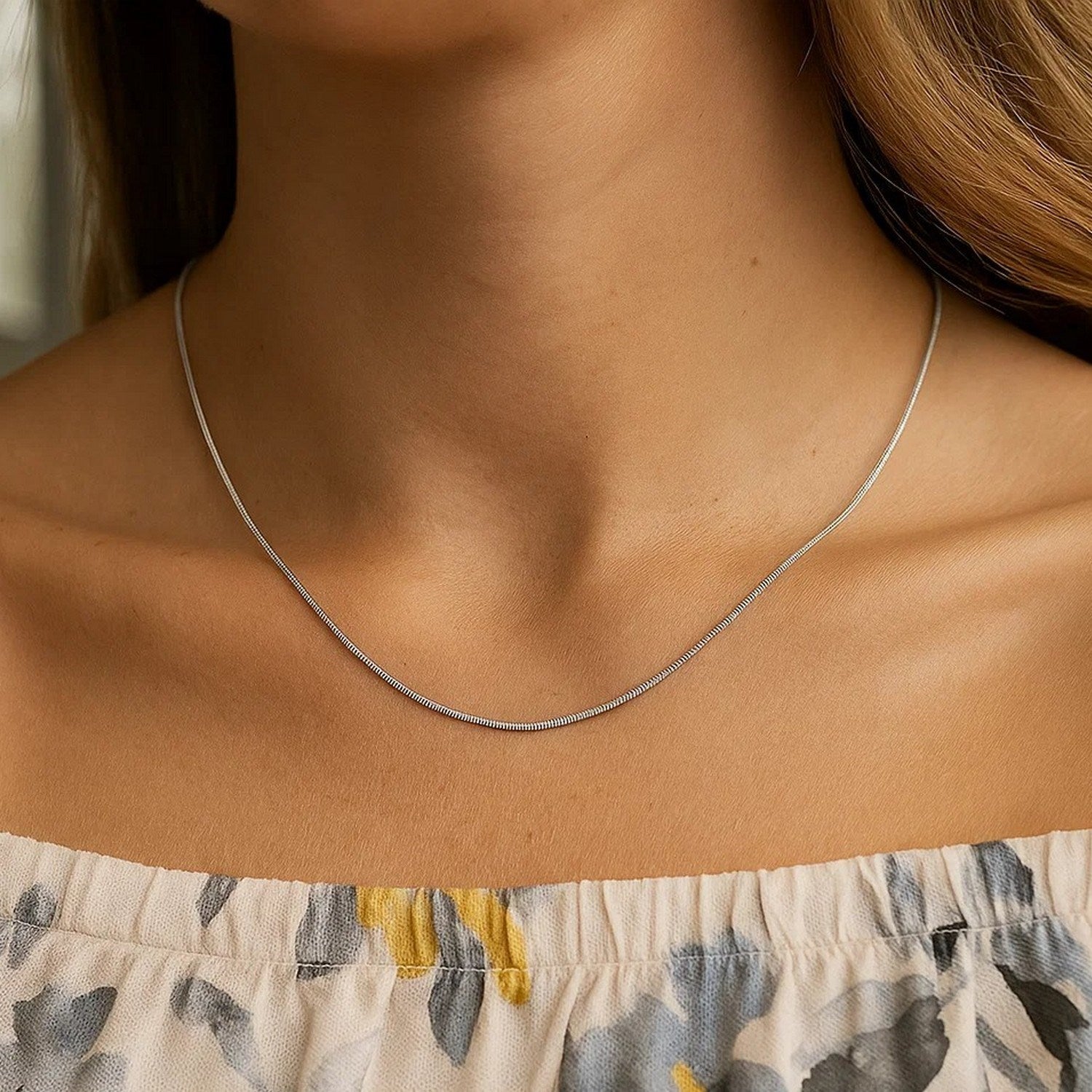 Sterling Silver Rhodium Plated Octagonal Snake Chain (0.90 mm) - Peelerie