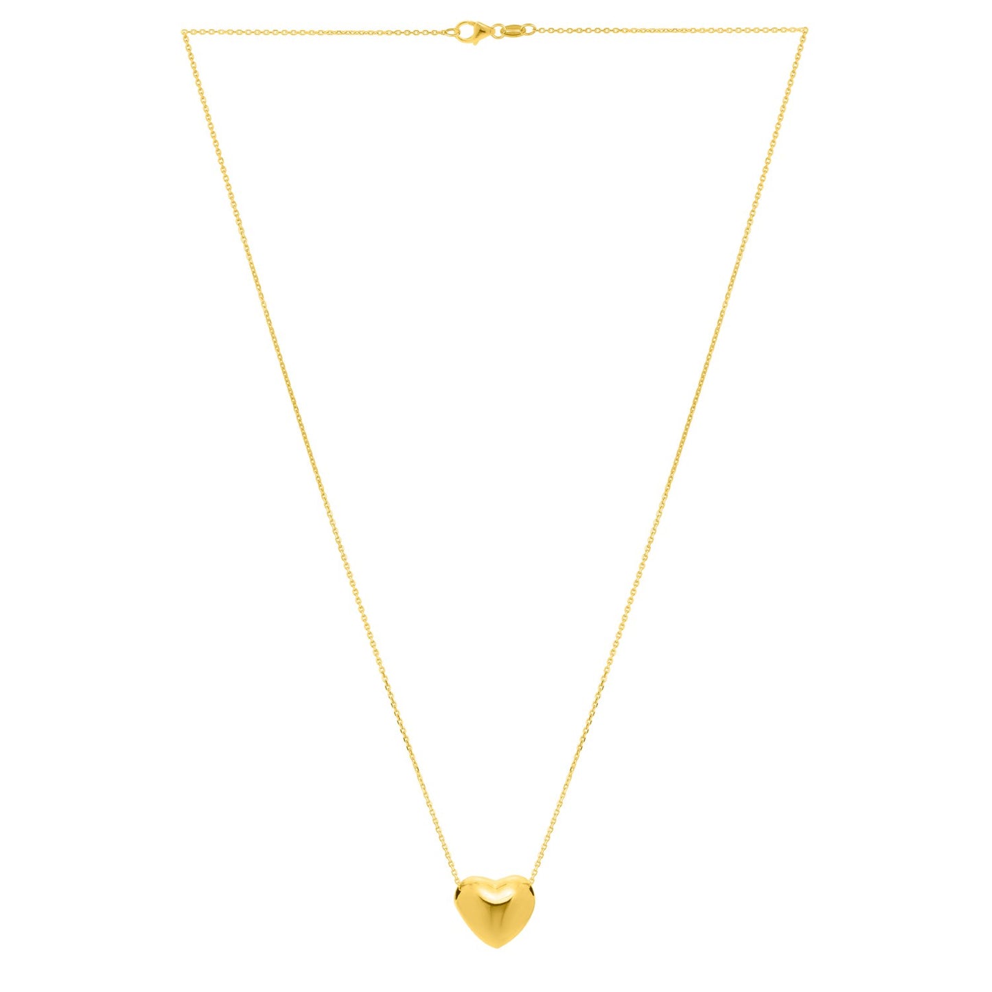 Small Puffed Heart Necklace in 14K Yellow Gold