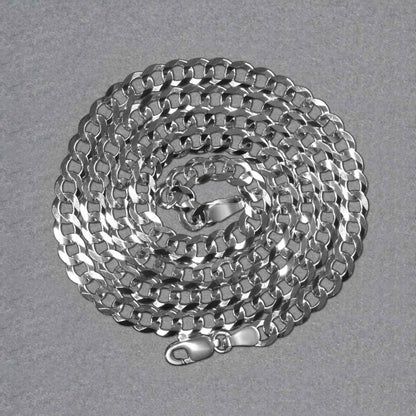 14k White Gold Solid Curb Chain (4.70 mm)