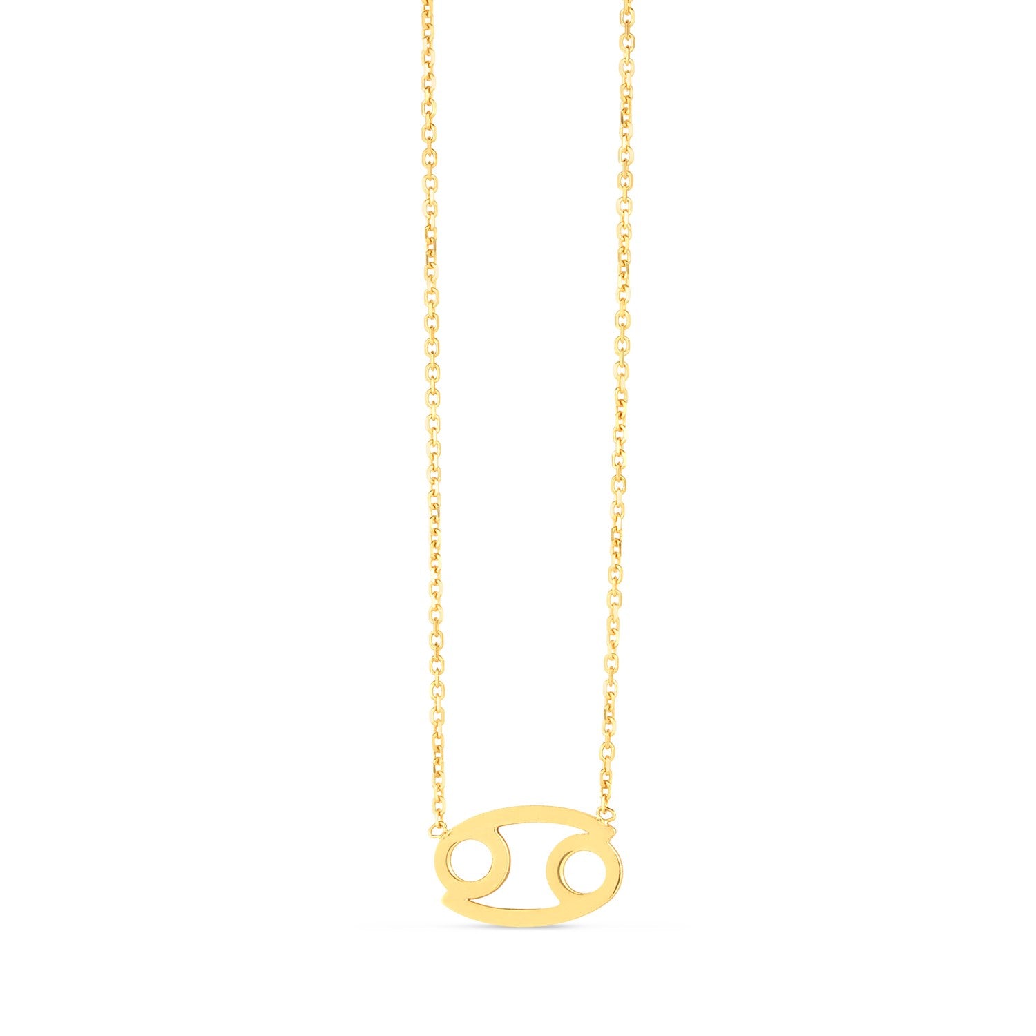14K Yellow Gold Cancer Necklace in a sleek high-contrast midnight luxury editorial style